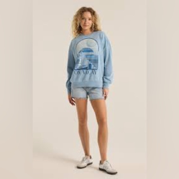 Z Supply Tops - Z Supply On Vacay Blue Sweatshirt Sz Small